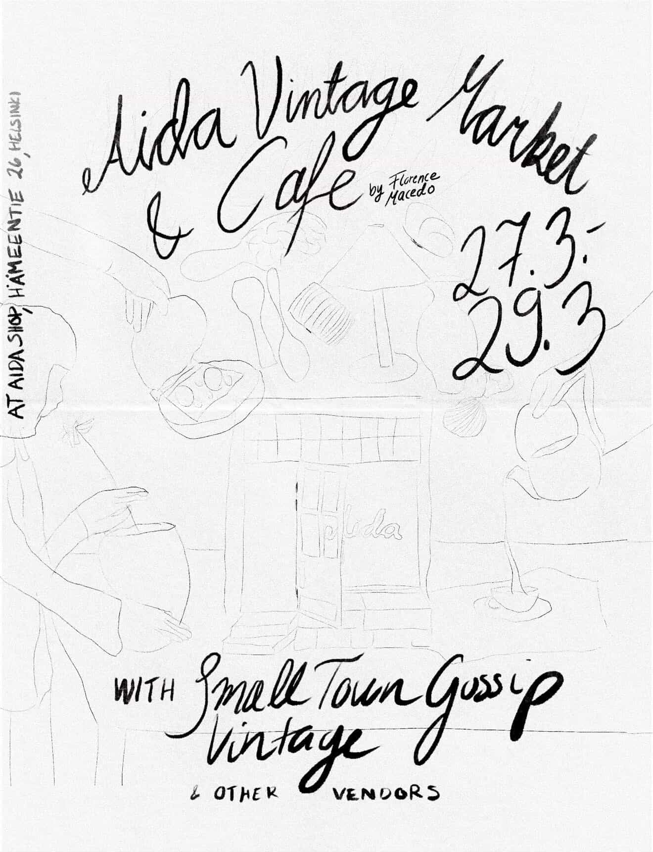 Aida Vintage market poster design by Fanni Lyytikainen
